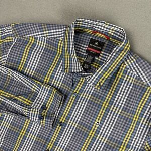 Victorinox Mens Size Large Long Sleeve Plaid Button Up Cotton Nylon Spandex